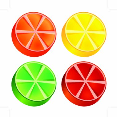 An image of 3d fruit slices. vector