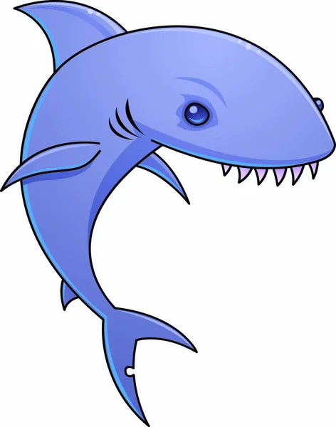 Dibujos Animados Vectoriales Ilustración Tiburón Con Dientes Afilados — Vector de stock