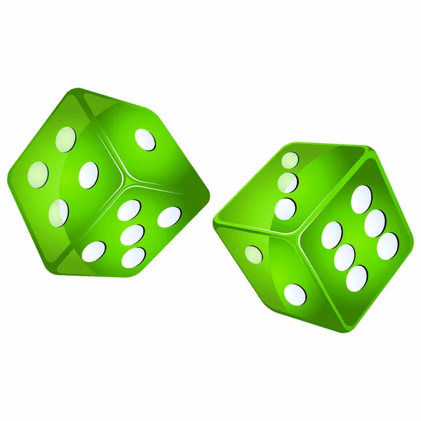 Green Dices Isolated Objects White Background — Stock Vector