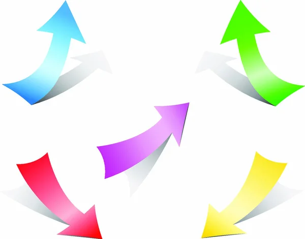Diferentes Flechas Papel Multicolores Aisladas Sobre Fondo Blanco — Vector de stock