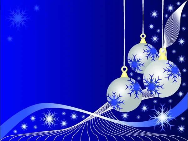 Uma Ilustração Abstrata Vetor Natal Com Bugigangas Prata Fundo Azul —  Vetores de Stock