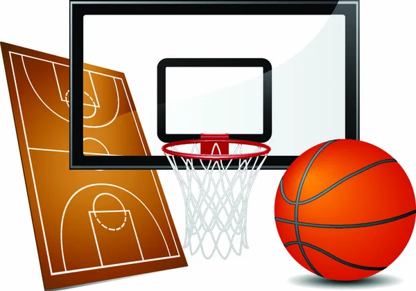 Basketball Design Elements Field Ball Hoop Vector Illustration — Stock Vector