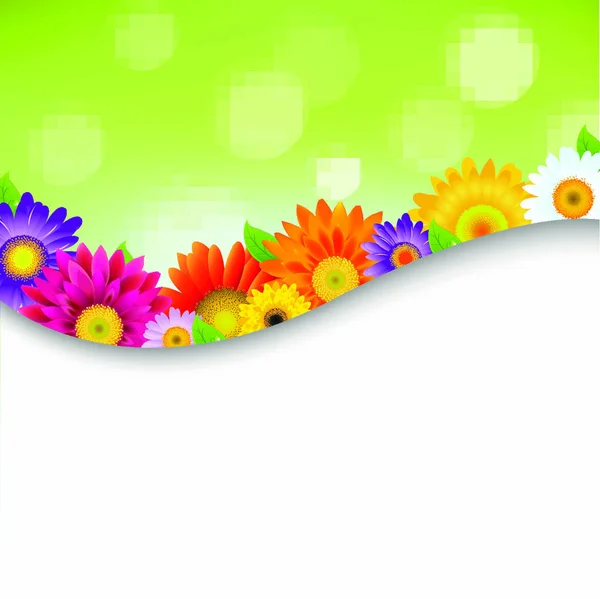 Bunte Gerbers Blumen Poster Mit Gradientennetz Vektorillustration — Stockvektor