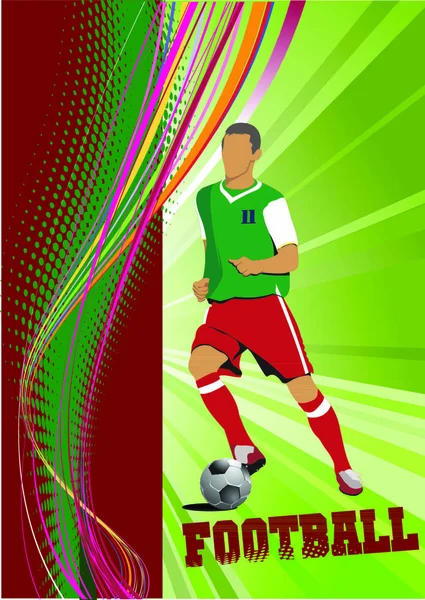 Plakat Des Fußballers Fußball Farbige Vektor Illustration Für Designer — Stockvektor