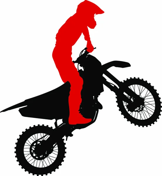 Zwarte Silhouetten Motocross Rijder Een Motorfiets Vector Illustraties — Stockvector