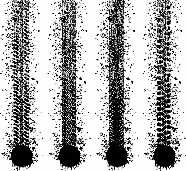 Vektor Design Von Grunzigen Reifenabdrücken — Stockvektor