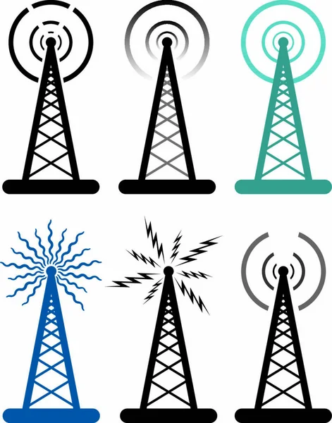 Konstrukcja Wektorowa Symboli Wieży Radiowej — Wektor stockowy