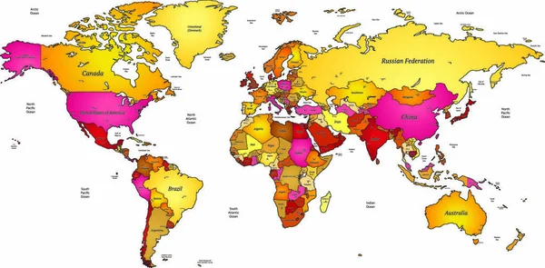 Mapa Mundo Multicolorido Ilustração Vetorial — Vetor de Stock