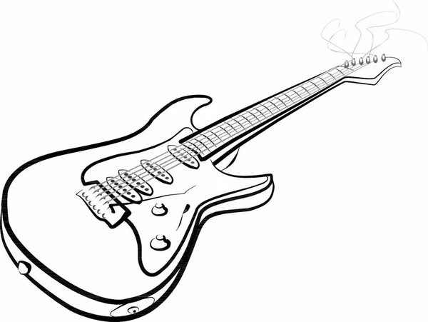 Chitarra Elettrica Isolato Illustrazione — Vettoriale Stock