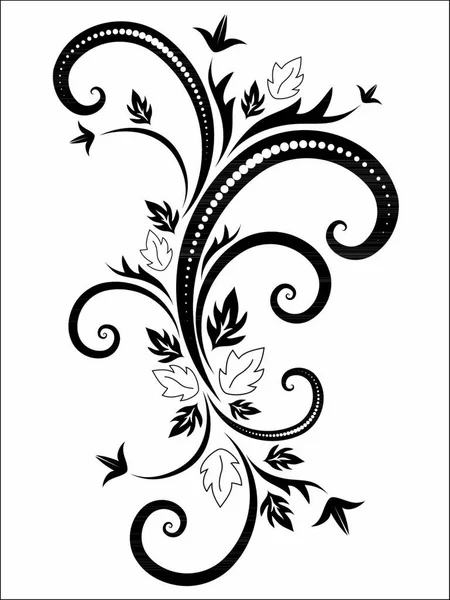 Sobre Fondo Blanco Patrón Floral Negro Para Decoración — Vector de stock