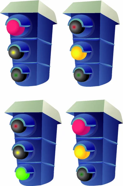Cztery Różne Systemy Tym Sygnalizacja Świetlna Wektor — Wektor stockowy