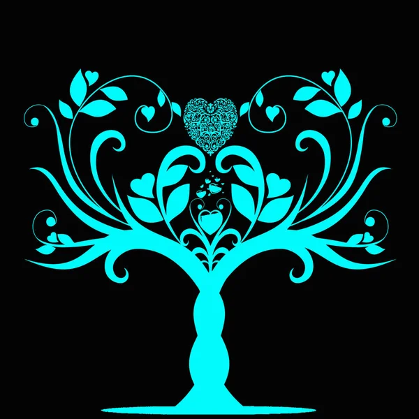 Hermoso Árbol San Valentín Con Patrón Corazones Sobre Fondo Blanco — Vector de stock