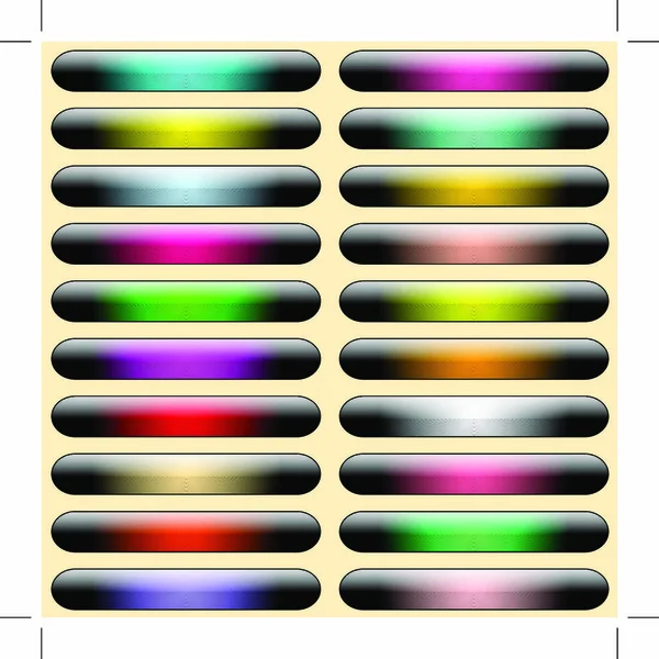 Botones Web Colores Brillantes Brillantes Surtidos Sobre Fondo Color Sólido — Vector de stock