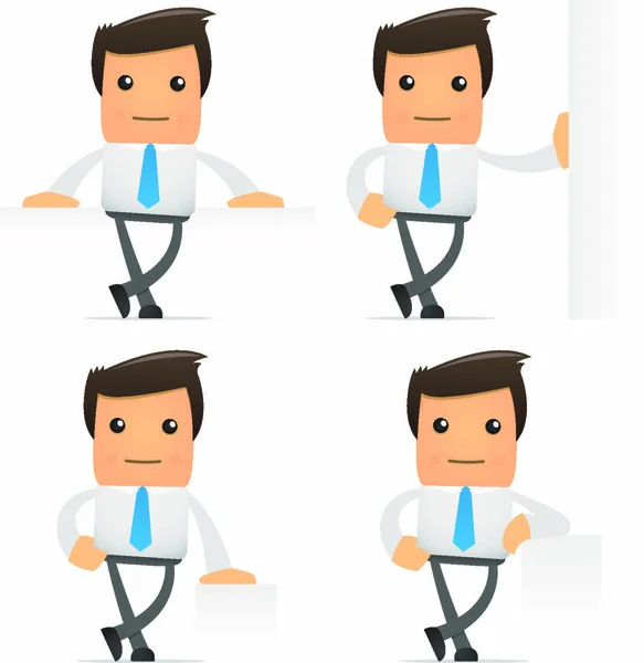 Conjunto Divertido Trabajador Oficina Dibujos Animados Varias Poses Para Uso — Vector de stock