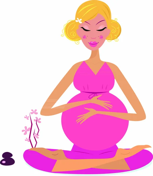 Έγκυος Γυναίκα Στάση Λωτού Εικονογράφηση Διανύσματος — Διανυσματικό Αρχείο