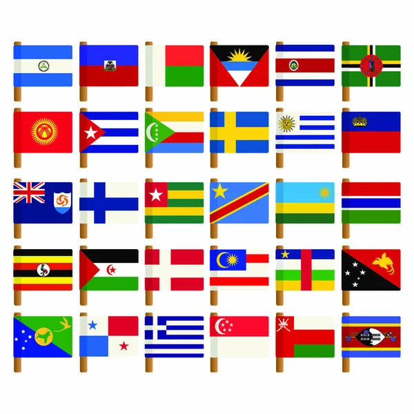 Iconos Bandera Mundial Sobre Fondo Blanco — Vector de stock