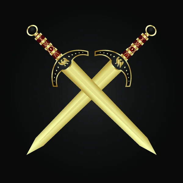 Illustration Deux Épées Médiévales Isolées Vecteur — Image vectorielle