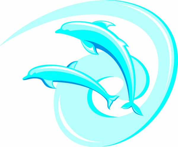Dos Delfines Adornados Sobre Fondo Blanco — Vector de stock