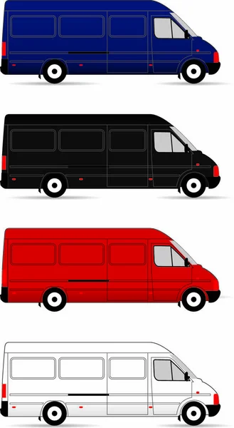 Ізольовані Фургони Доставки Білому Тлі Векторні Ілюстрації — стоковий вектор