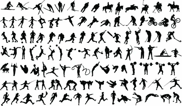 Set Vector Silhouettes People Sports — Stock Vector