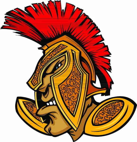 Γελοιογραφία Trojan Spartan Vector Mascot Headdress — Διανυσματικό Αρχείο