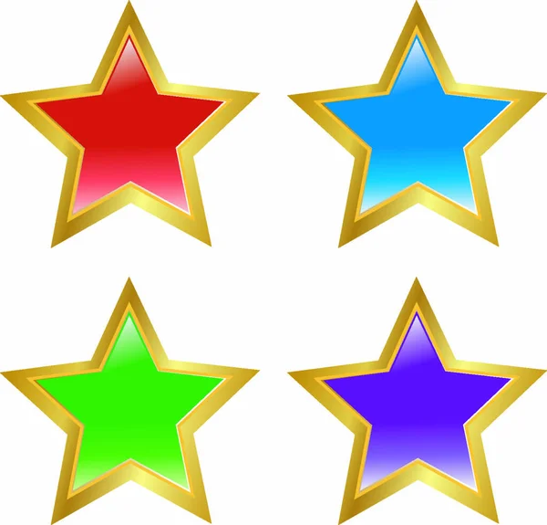 Conjunto Botões Coloridos Forma Estrela — Vetor de Stock