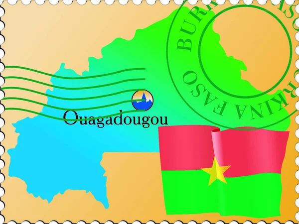 Ouagadougou Capitale Burkina Faso Timbre Vectoriel — Image vectorielle