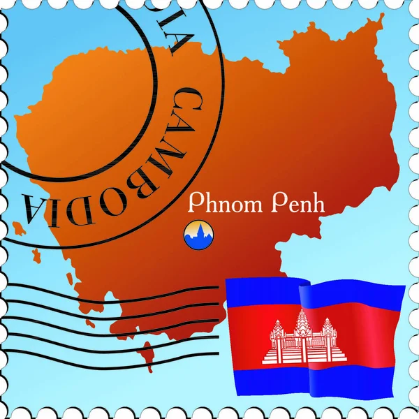 Πνομ Πενχ Πρωτεύουσα Της Καμπότζης Σφραγίδα Διανύσματος — Διανυσματικό Αρχείο