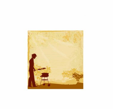 Man cooking on his barbecue Invitation vector Man cooking on his barbecue Invitation vector
