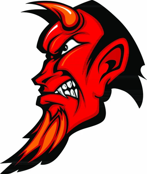 Boynuzlu Kırmızı Şeytan Profilinin Grafik Maskot Vektör Resminame — Stok Vektör