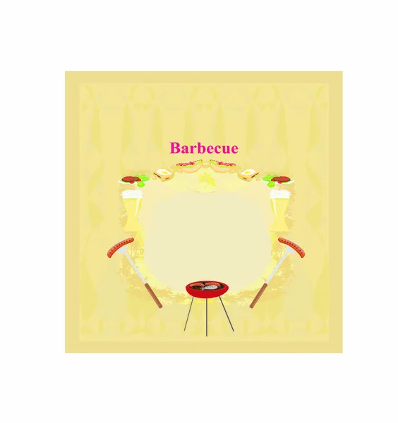 Barbecue Party Invitation Flat Icon Vector Illustration — 图库矢量图片