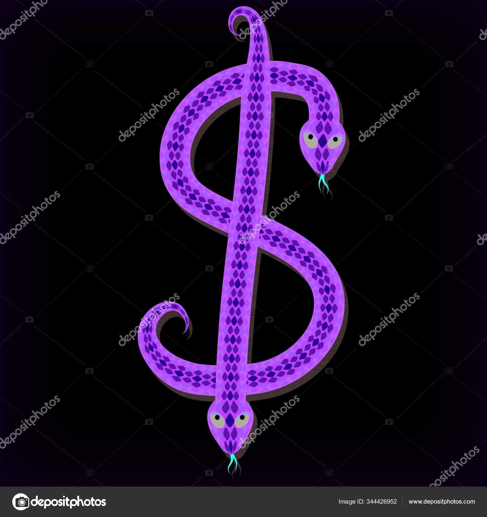 Font Made Green Snake Dollar Symbol Stock Vector Image by ??YAYImages