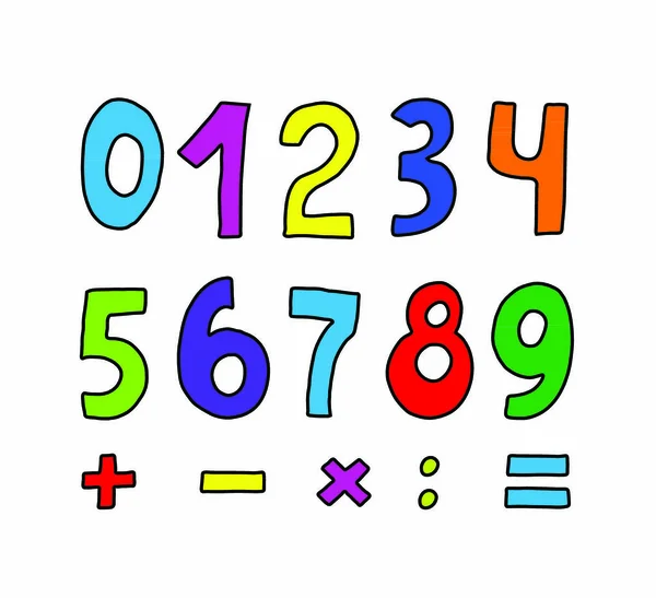 Vector Set Color Numbers White — Stock Vector