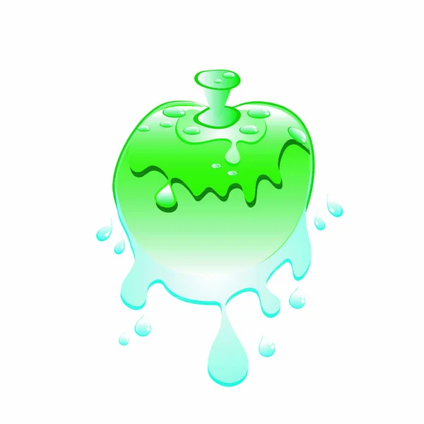 Manzana Verde Fresca Con Gotitas — Vector de stock