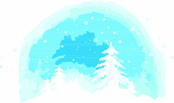 雪の冬の風景のベクトルイラスト — ストックベクタ