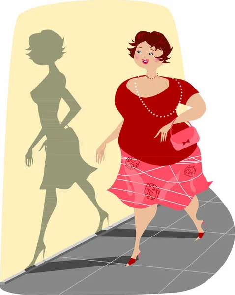 Vector Illustration Lady Looking Her Perfect Shadow — Stock Vector
