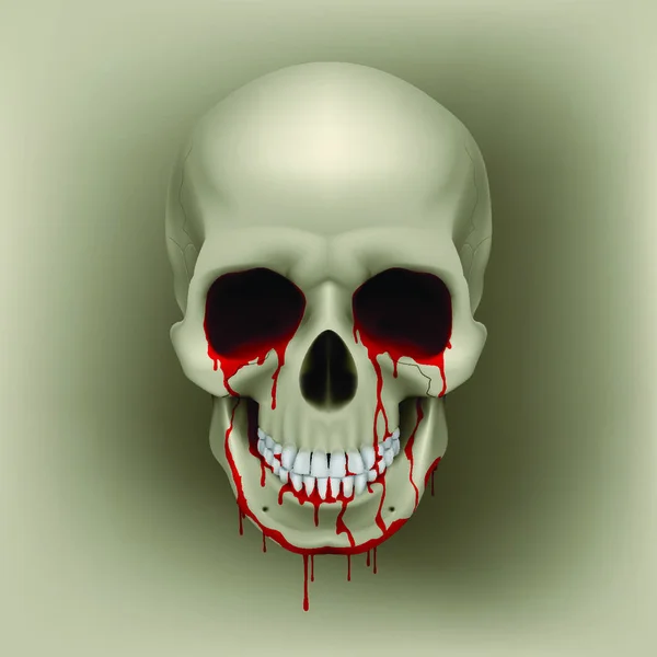 Freddo Cranio Umano Sanguinante Illustrazione Design — Vettoriale Stock