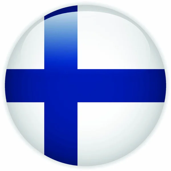 Vector Botón Brillante Bandera Finlandia — Vector de stock