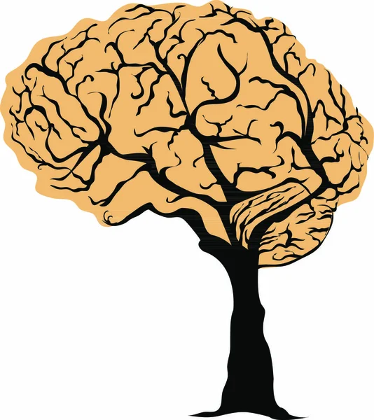 Wektorowa Ilustracja Mózgu Formie Drzewa — Wektor stockowy