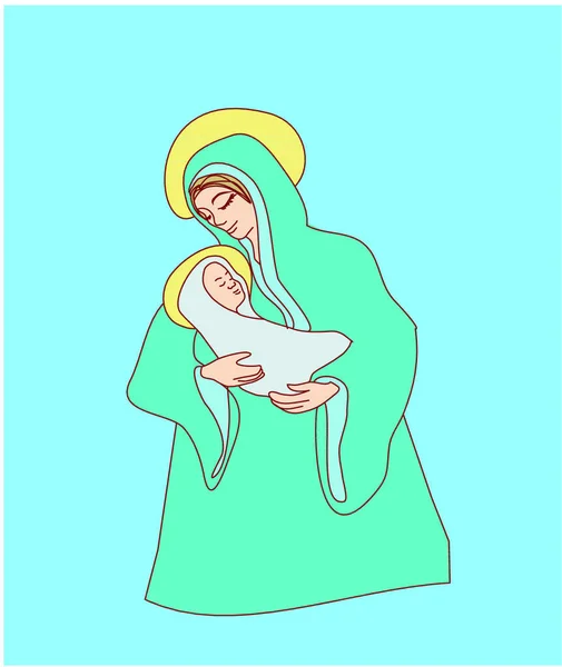 Virgen Niño Jesús — Vector de stock