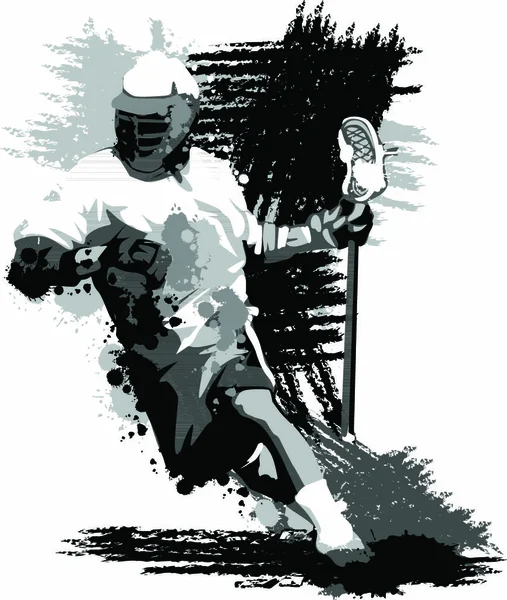Graphic Vector Image Lacrosse Player Running Lacrosse Stick Royalty Free Stock Vectors