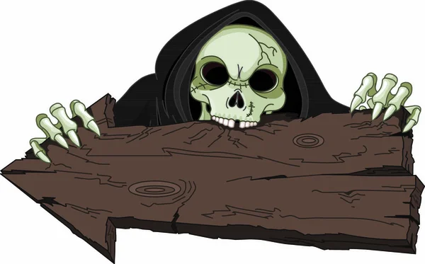 Halloween Hrozný Smutný Reaper Přes Šipku — Stockový vektor