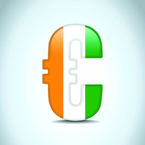 Vector Símbolo Euro Con Bandera Irlanda — Vector de stock