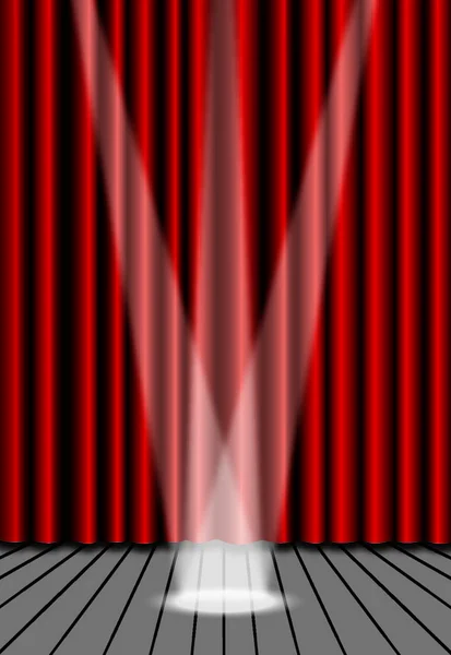 Κόκκινη Κουρτίνα Θεάτρου Προβολέα Στη Σκηνή Eps10 — Διανυσματικό Αρχείο