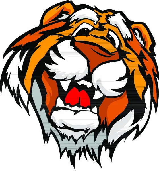 Mascote Tigre Com Rosto Bonito Cartoon Vector Imagem —  Vetores de Stock