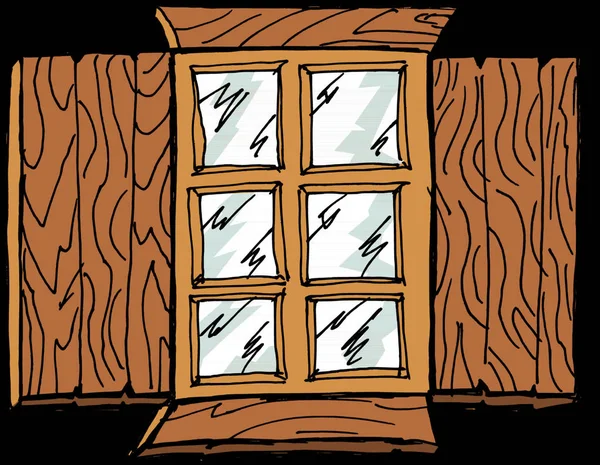 Staré Dřevěné Okno Bouřkovým Oknem — Stockový vektor