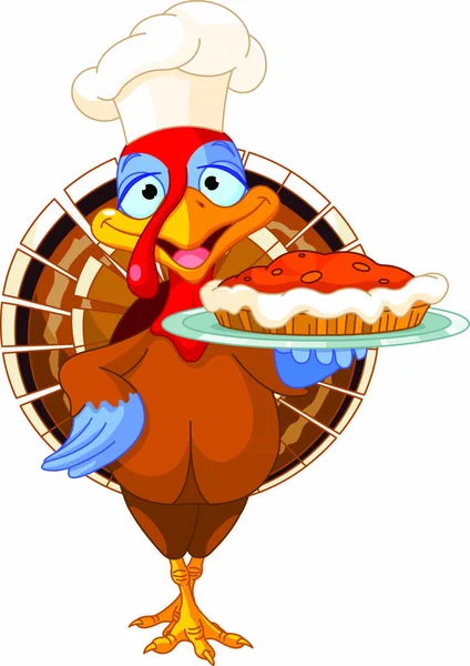 Thanksgiving Truthahn Serviert Kürbiskuchen — Stockvektor