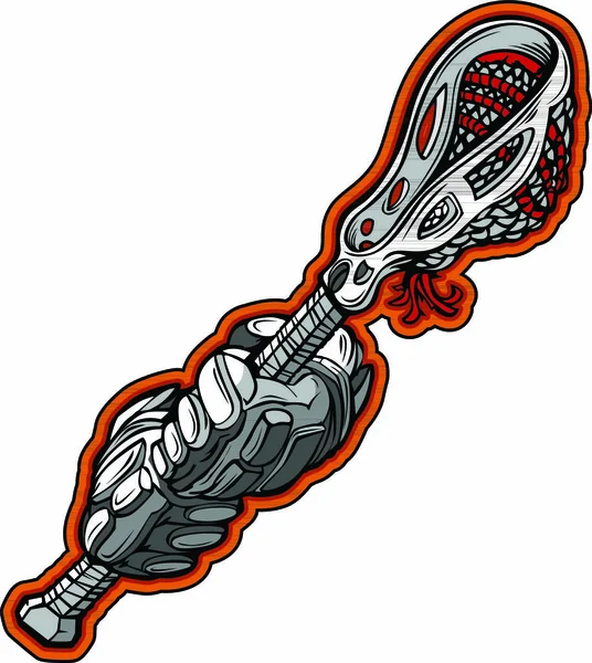 Graphic Vector Cartoon Image Lacrosse Gloves Holding Lacrosse Stick Stock Illustration