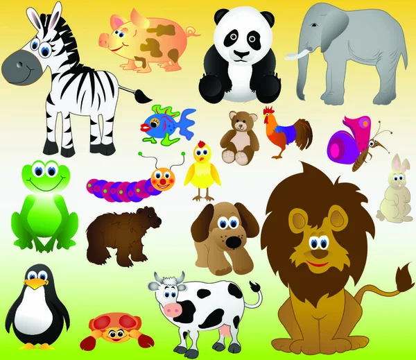 Conjunto Animales Divertidos Mascotas — Vector de stock