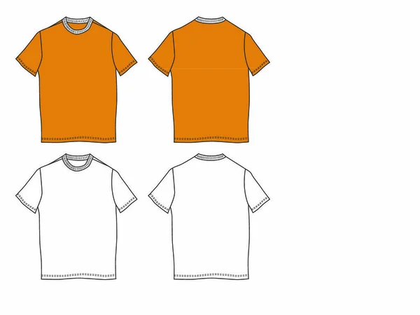 Templat Desain Kaos Berwarna Putih Oranye Depan Dan Belakang - Stok Vektor